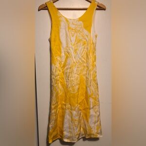 Cop.Copine Yellow and White Marble-Print Midi Dress